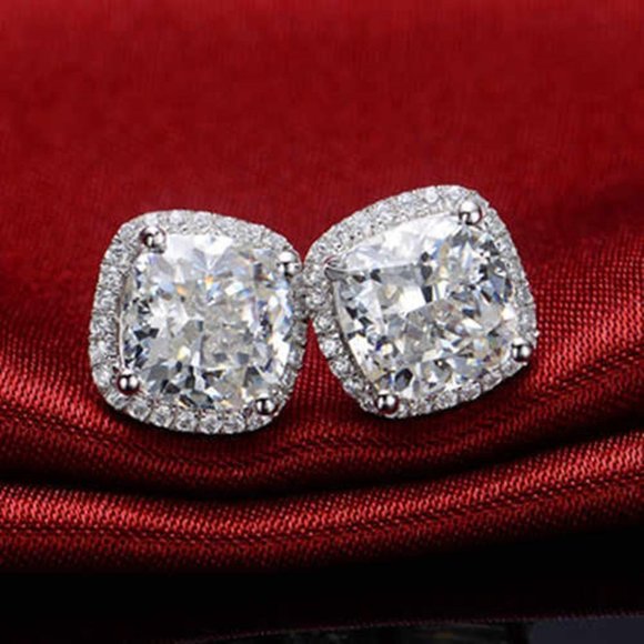 Jewelry - 🔥 CZ Cushion Cut Imitate Moissanite Stud Earrings for Women, MLNN1041